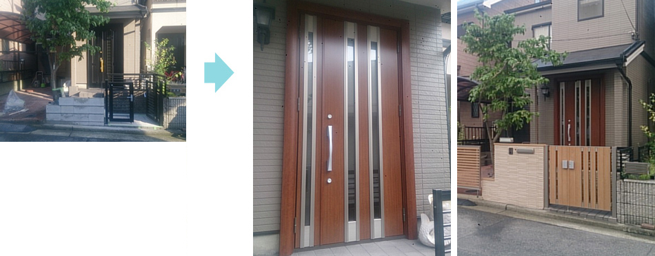 玄関ドアのリフォーム施工前と施工後の事例2